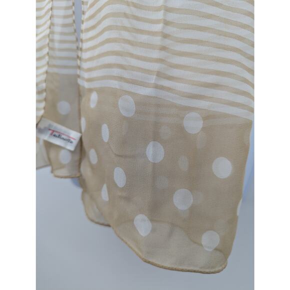 Talbots 100% Silk Striped & Polka Dot Scarf Beige White Made in Japan Timeless - Picture 6 of 6